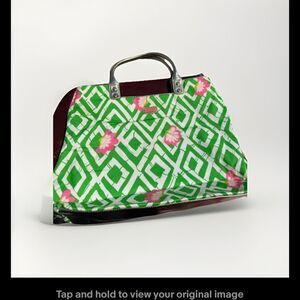 Lilly Pulitzer Large Cotton Tote Floral Green Bamboo